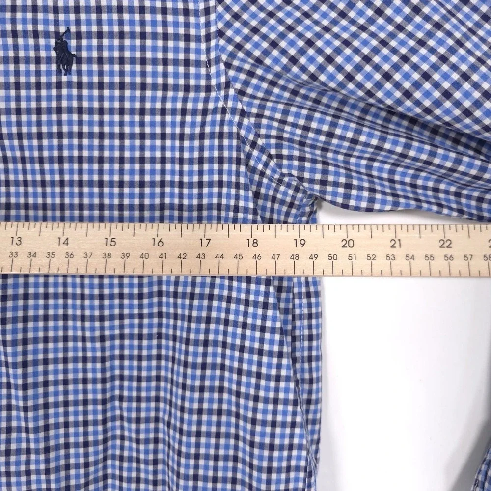 RALPH LAUREN Boys Shirt XL‎ 18-20 Long Sleeve Multicolor Plaid Blue Check Cotton